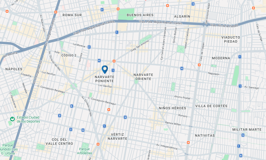Ubicación Filamorfosis — Colonia Narvarte, CDMX